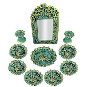 مجموعه ظروف هفت سین 10 پارچه مدل پرنده اسلیمی