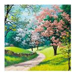 تابلو شاسی مدل R1082 طرح نقاشی منظره بهار و درخت شکوفه