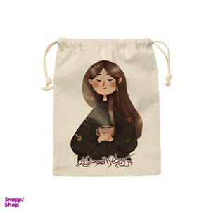 کیسه نان و سبزی ترمه طراحان ایده مدل دختر قهوه نوش کد trm190 سایز S