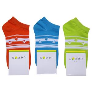 جوراب ساق کوتاه زنانه لمون مدل دو گل دار کد 2 بسته 3 عددی