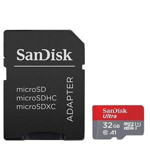 Sandisk کارت حافظه microSDHC سن دیسک مدل Ultra A1 کلاس 10 استاندارد UHS-I سرعت 98MBps ظرفیت 32 گیگابایت به همراه آداپتور SD