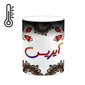 ماگ حرارتی کاکتی مدل اسم آیریس طرح سنتی گل و بته کد mgh44006