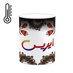 ماگ حرارتی کاکتی مدل اسم ایریس طرح سنتی گل و بته کد mgh44007