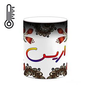 ماگ حرارتی کاکتی مدل اسم اریس طرح سنتی گل و بته کد mgh43557