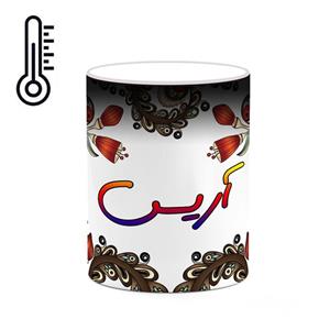 ماگ حرارتی کاکتی مدل اسم آریس طرح سنتی گل و بته کد mgh43558