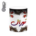 ماگ حرارتی کاکتی مدل اسم تورال طرح سنتی گل و بته کد mgh44589