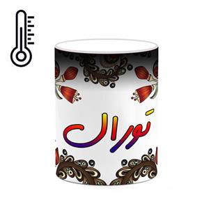 ماگ حرارتی کاکتی مدل اسم تورال طرح سنتی گل و بته کد mgh44589