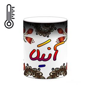 ماگ حرارتی کاکتی مدل اسم آنیکا طرح سنتی گل و بته کد mgh43912 