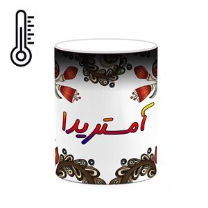 ماگ حرارتی کاکتی مدل اسم آمستریدا طرح سنتی گل و بته کد mgh43764