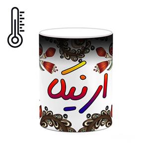 ماگ حرارتی کاکتی مدل اسم ارنیکا طرح سنتی گل و بته کد mgh43514