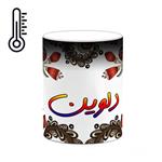 ماگ حرارتی کاکتی مدل اسم دلوین طرح سنتی گل و بته کد mgh45043