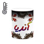 ماگ حرارتی کاکتی مدل اسم آندیا طرح سنتی گل و بته کد mgh43886