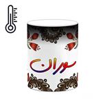 ماگ حرارتی کاکتی مدل اسم سوران طرح سنتی گل و بته کد mgh45672