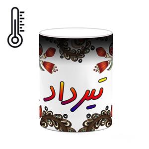 ماگ حرارتی کاکتی مدل اسم تیرداد طرح سنتی گل و بته کد mgh44617