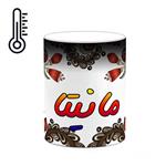 ماگ حرارتی کاکتی مدل اسم مانیتا طرح سنتی گل و بته کد mgh46994