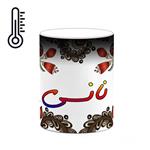 ماگ حرارتی کاکتی مدل اسم نانسی طرح سنتی گل و بته کد mgh47967