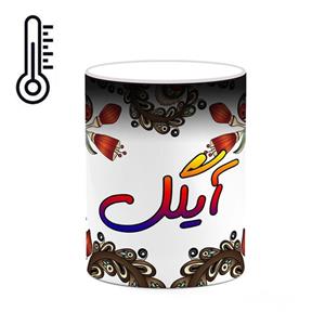 ماگ حرارتی کاکتی مدل اسم آیگل طرح سنتی گل و بته کد mgh44039 