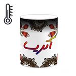 ماگ حرارتی کاکتی مدل اسم آتریسا طرح سنتی گل و بته کد mgh43275