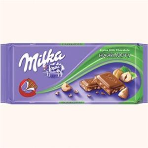 شکلات100 گرمی میلکا مدل فندق خرد شده