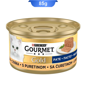 کنسرو گورمت گلد گربه بالغ طعم بوقلمون Gourmet وزن 85 گرم 