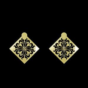 گوشواره طلا 18 عیار زنانه مدوپد مدل اسلیمی کد GA1-10402 