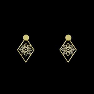 گوشواره طلا 18 عیار زنانه مدوپد مدل لوزی اسلیمی کد GA1-10207 