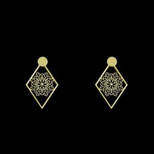 گوشواره طلا 18 عیار زنانه مدوپد مدل لوزی اسلیمی کد GA1-10213 