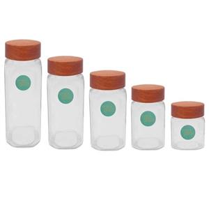 ست جا ادویه ای میس گلس مدل M5 در چوبی بسته 6 عددی