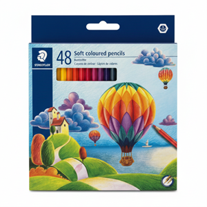 مداد رنگی 48 رنگ استدلر مدل Soft coloured pencils طرح بالن‌ها کد 143C48LJ