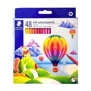 مداد رنگی 48 رنگ استدلر مدل Soft coloured pencils طرح بالن‌ها کد 143C48LJ