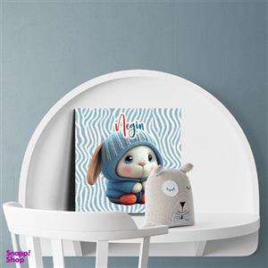 تابلو شاسی لاژید مدل اسم نگین طرح خرگوش کارتونی کد Rabbit