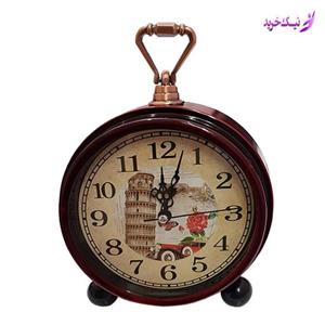 ساعت رومیزی طرح کلاسیک طرح چوب زرشکی