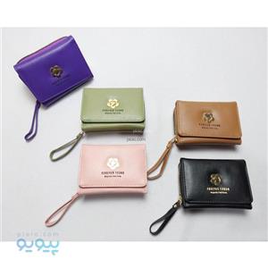 کیف پول دخترانه با گل فلزی کد 750103 تک و عمده