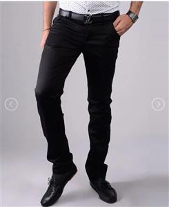 شلوار کتان پارچه مردانه مشکی اسپرت تنخوری اندامی شیک