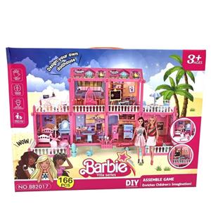 اسباب بازی خانه عروسک برای باربی با مبلمان 166 قطعه مدل BB2017_اسباب بازی لوازم خانگی 