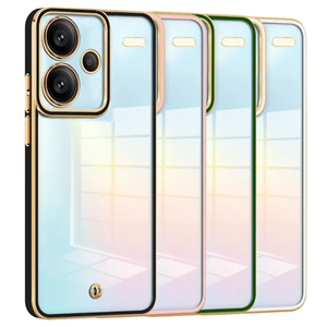 قاب اورجینال الکتروپلیتینگ Xiaomi Redmi Note 13 Pro Plus مدل دور طلایی پشت شفاف