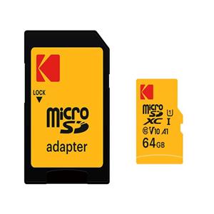 کارت حافظه microSDXC کداک مدل PREMIUM PERFORMANCE کلاس 10 استاندارد UHS-I U1 V10 A1 سرعت 90MBps ظرفیت 64 گیگابایت به همراه آداپتورSD