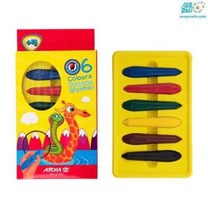 مداد شمعی 6 رنگ آریا مدل کرایون کد 2051 طرح زرافه