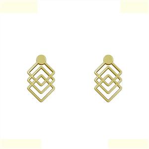 گوشواره طلا 18 عیار زنانه مدوپد مدل سه لوزی کد GA1-10999 -