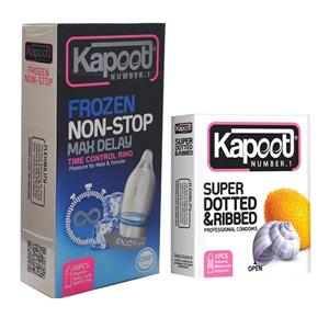 کاندوم کاپوت مدل NON-STOP بسته 10 عددی به همراه کاندوم کاپوت مدل Super Dotted And Ribbed بسته 3 عددی