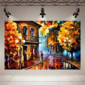 تابلو بوم طرح نقاشی باران پاییزی اثر Leonid Afremov کد AR31209 