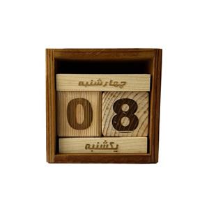 تقویم رومیزی مدل چوبی طرح مکعب