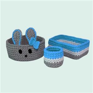 سبد قلاب بافی تریکو طرح سیسمونی خرگوش کد 22 مجموعه 3 عددی