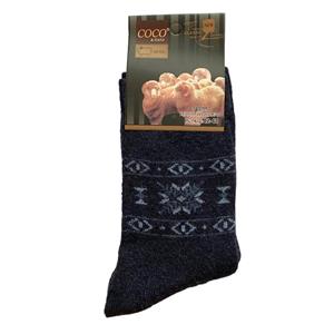 جوراب ساق بلند مردانه کوکو اند هانا مدل پشمی و حوله ای رنگ سرمه ای