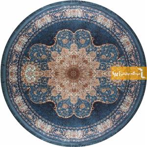 فرش ماشینی مدل گرد طرح فیروزه زمینه سرمه ای
