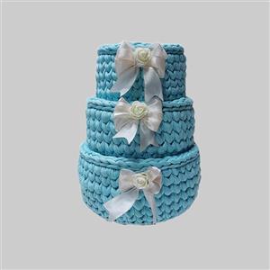 سبد قلاب بافی تریکو طرح گندمی  کد 021 مجموعه 3 عددی