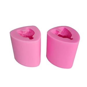 قالب شمع مدل خرس تدی گل گلی و گل گلی قلب به دست کد C 06CM مجموعه دو عددی -