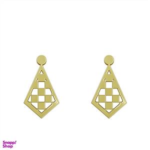 گوشواره طلا 18 عیار زنانه مدوپد مدل لوزی شطرنجی کد GA1-11315 -