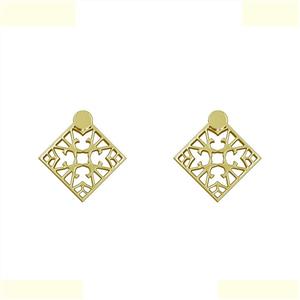 گوشواره طلا 18 عیار زنانه مدوپد مدل لوزی کد GA1-10272 -