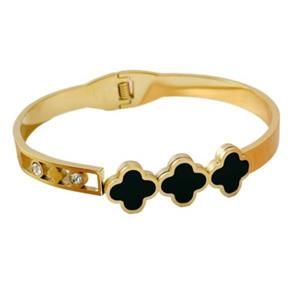 دستبند النگویی زنانه مدل گل چهار پر شبدر